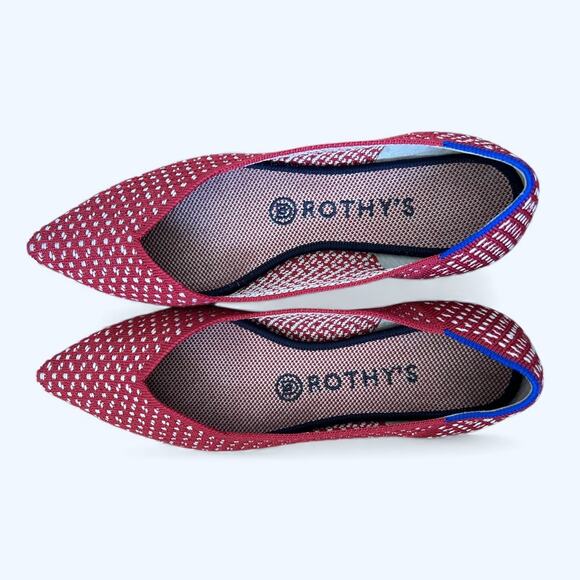 Rothy’s The Point Knit Ballet Flats Red Apple Honeycomb Women’s 8.5 Chic Preppy - Picture 7 of 10